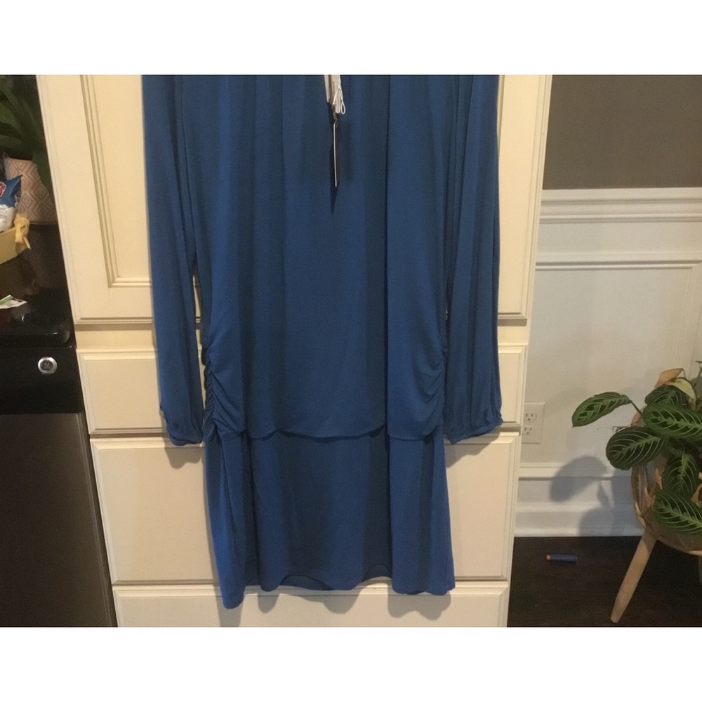 Tommy Bahama Cold Shoulder Dress Azure Blue Long Sleeve NWT Size Large